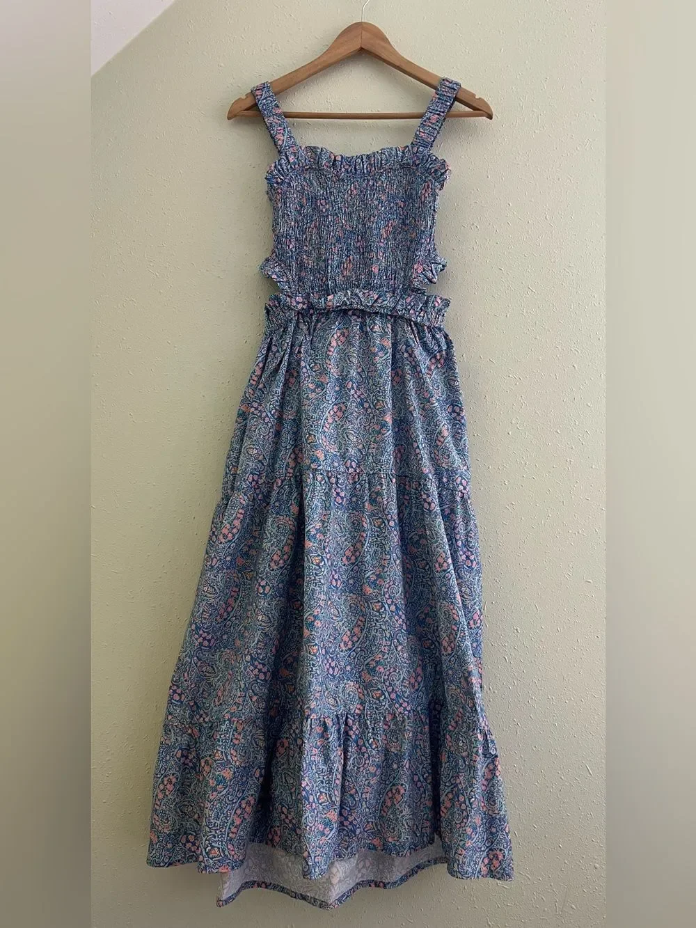 The New Society Albertina Girls Dress in Liberty Floral Print Blue/Pink Size M